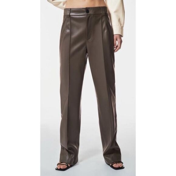 ZARA Faux Leather Trouser Pants Large - Picture 3 of 11